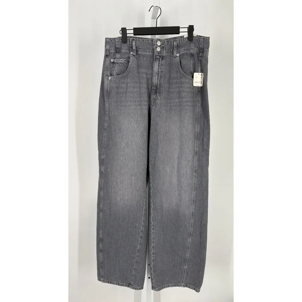 We The Free Gray Wide Leg Jeans | High Rise Straight Leg Denim